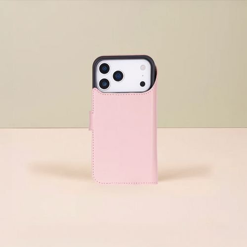 Leather iPhone 17 Pro Wallet Case – Pink - Austin